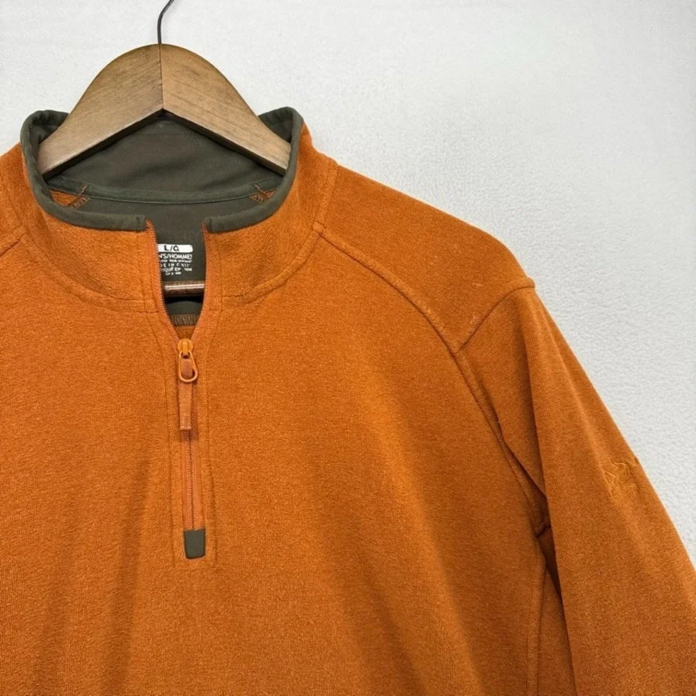 Arcteryx Polartec Fleece Men's Large Orange 1/4 Quarter Zip Pullover Gorp Logo